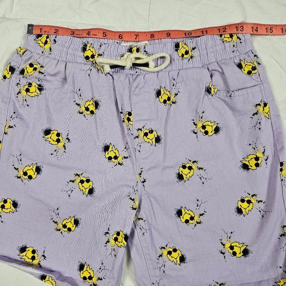 Fresh Prints of Bel Air Purple Stretch Twill Smiley Face Shorts Men's Size M - Picture 7 of 10